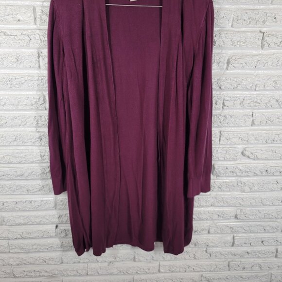 Chicos Womens Sweater 3 Standard XL Cardigan Open Burgundy Rayon Office BUR14E - Picture 4 of 10